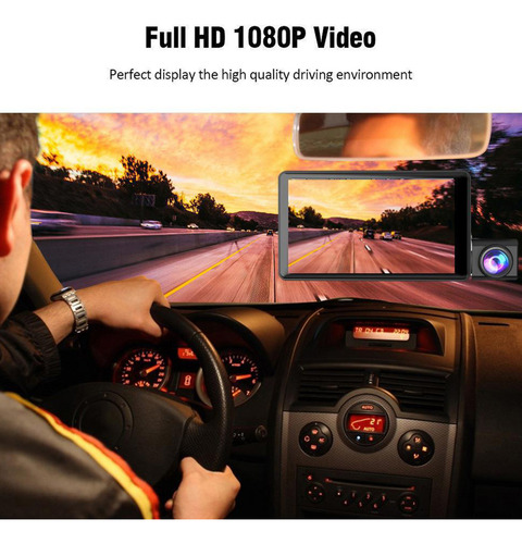Dvr Dash Cam De 1080p, 3 Lentes Delantera/interior/trasera,
