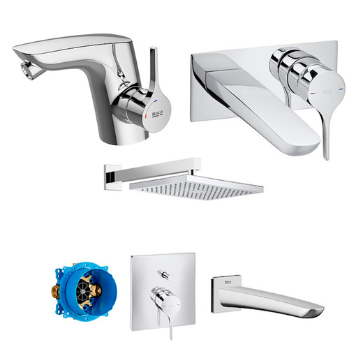 Combo Grifería Roca Iconia Lav Pared Bidet Euro Ducha Trans