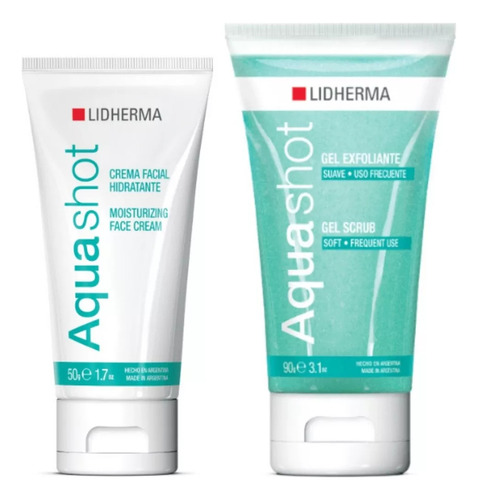 Kit Aqua Shot Face Cream + Gel Exfoliante Lidherma