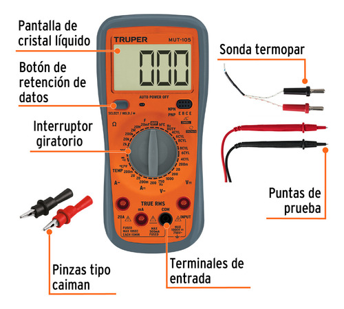 Multimetro Digital Ind. 1000 V Tacometro Truper 10403