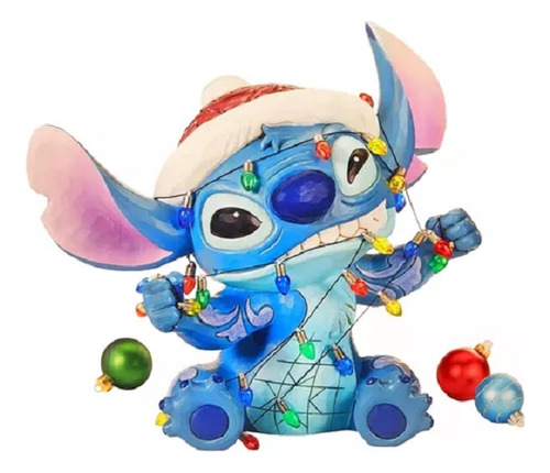 Stich Disney Navideño Pintado A Mano Luces Led 40 Cm Msi