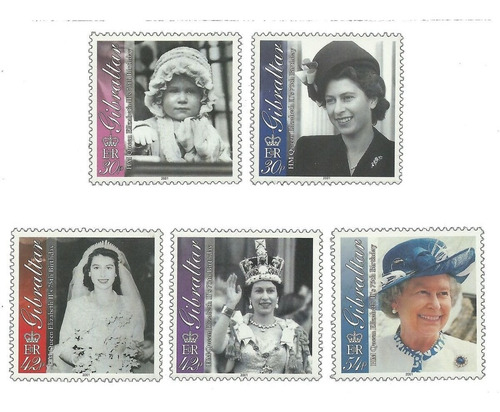 2001 Aniversario Reina Elizabeth- Gibraltar (serie) Mnh