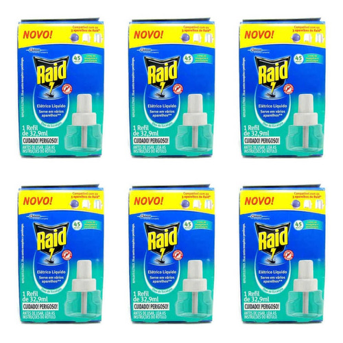 Raid Eucalipto 45 Noites Refil 32,9ml (kit C/06)