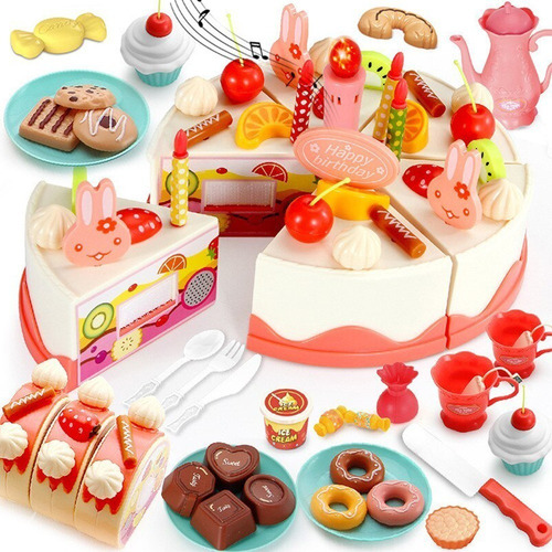 Juego De Cortar Y Hacer Tartas De Cumpleaños De 82 Piezas