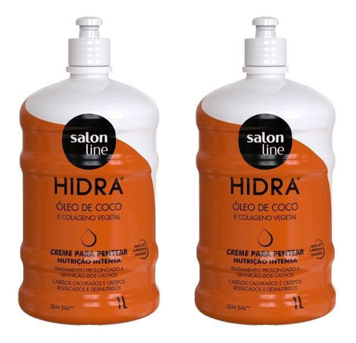 Creme Para Pentear Salon Line 1kg Hidra Coco - Kit Com 2un