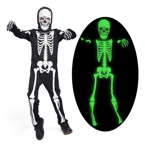 Disfraz Esqueleto Que Brilla En Oscuridad Para Halloween Par