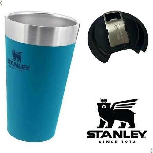 Copo Térmico Inox Stanley 473 Ml Com Tampa - Cor Azul-aço