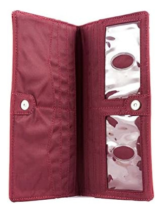 Skinny - Cartera Delgada Para Mujer De Piel Ejecutiva Con Do