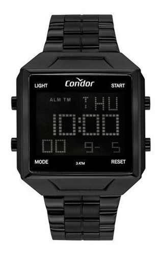 Relógio Condor Masculino Quadrado Digital Pret Cobj2649ad/4p