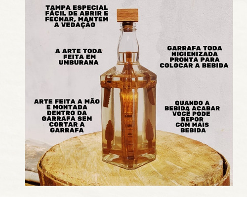 Garrafa P/ Cachaça Arte Em Umburana, Detalhes Que Encantam