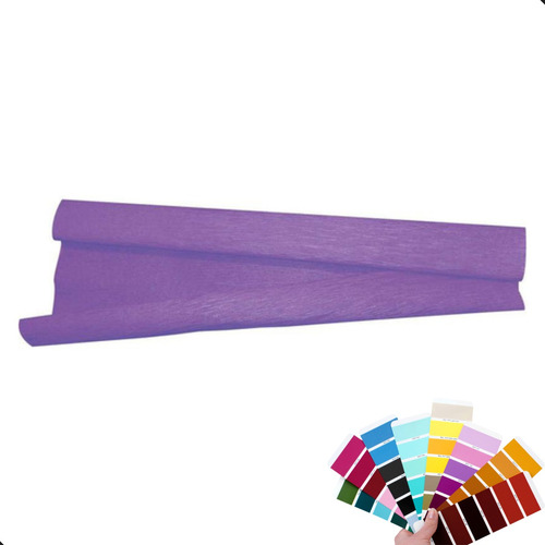 Kit 10 Unidade Papel Crepom 48cmx2m P/ Artesanato Decoração Cor Roxo Liso