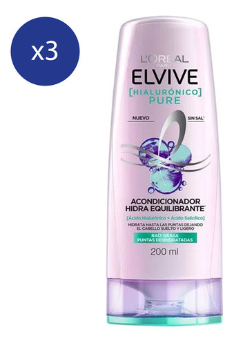 Pack Acondicionador Loreal Elvive Hialuronico Pure 200 Ml