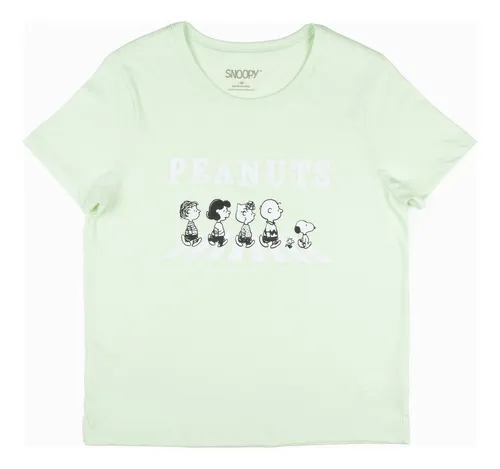 Polera Mujer Peanuts Street Verde Snoopy