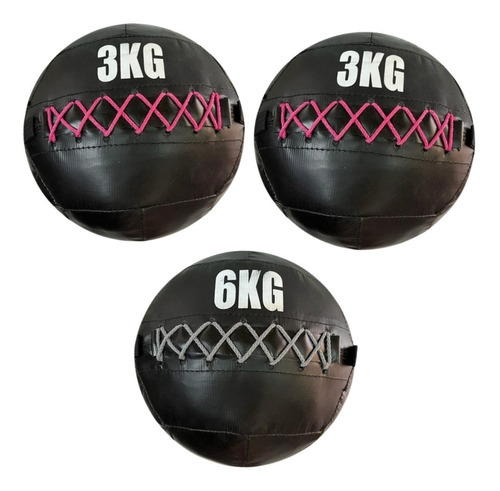 Set Pelotas Sin Pique 3kg X2 + 6kg Medicine Ball Crossfit