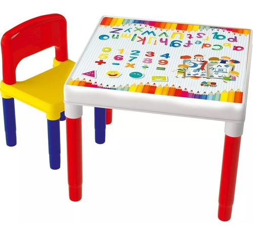 Mesa Mesinha Didática Infantil Escolar Bell Toy C/ Cadeiras
