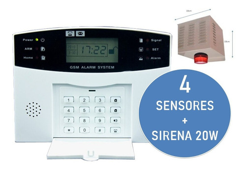Imagen 2 de 6 de Kit Alarma Gsm + 1sirena Con Gabinete + 4 Sensores Impotec