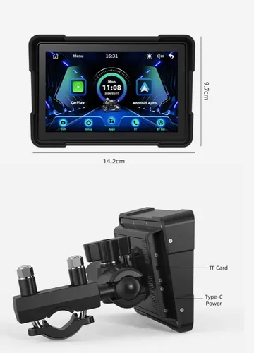 Pantalla Monitor Moto Con Carplay Android Mtc-13 Negro