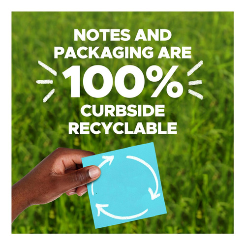 Post-it 100% Notas Súper Pegajosas De Papel Reciclado, 3 X 5