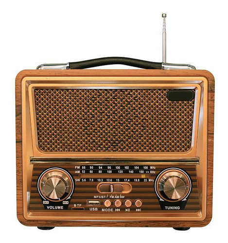 Radio Retro De Madera, Audio De Bajo Externo A Alto Volumen