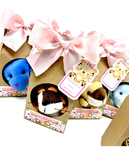 Lembrancinha Personalizada Safari Rosa Pelúcia 6cm 10 Kits