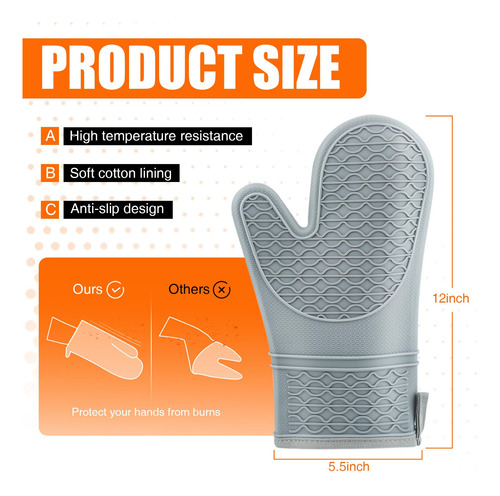 Guantes De Horno Silicona Antideslizantes Resistentes Al Cal