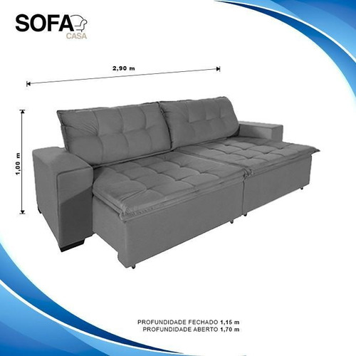 Sofá Austrália 2,90 Mts Pluma Cinza Desenho do tecido Suede Sofá Casa