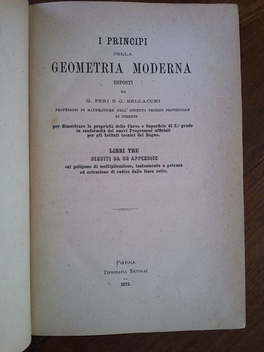 Imagen 2 de 7 de I Principi Della Geometria Moderna - Peri Bellacchi 1873