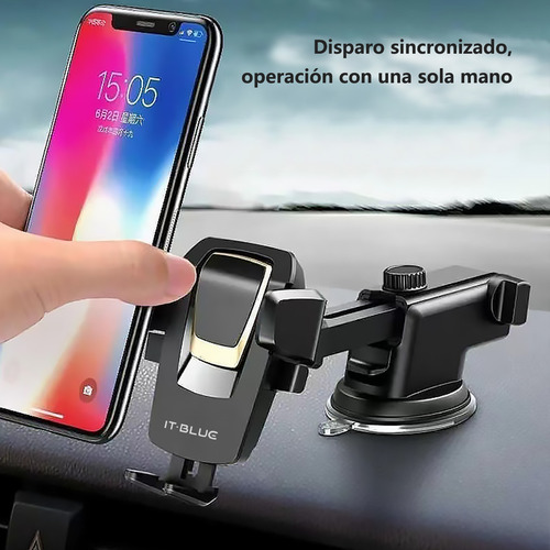 Soporte Celular Auto 360° Fijación Seguraajuste Flexible Negro