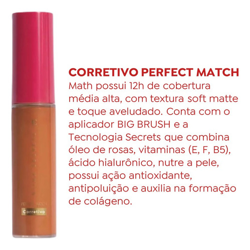 2 Corretivos Perfect Match Cor 65 Niina Secrets Eudora 10ml