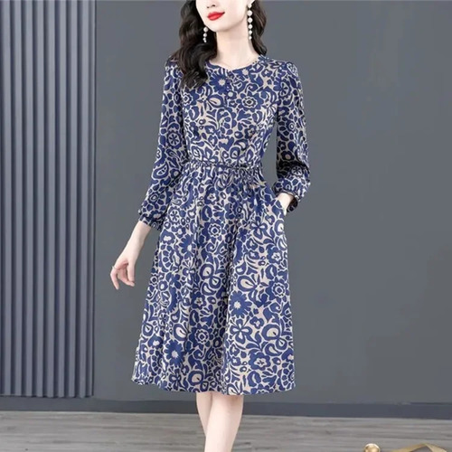 Elegante Vestido Midi Con Estampado Floral En A Para Mujer