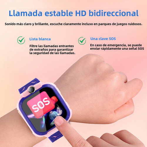 HANCDON Q12b Reloj Inteligente Unisex Para Niños Seguimiento De Ubicación Llamada Inteligente Ip67 Impermeable Foto Función De Llamada De Emergencia Color Rosa