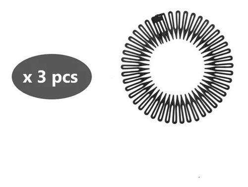 Diadema Elástica Dientes Plástica Peine X 3 Unidades 