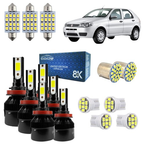 Lâmpada Super Led +  Kit Led Palio Fire 2007 A 2014 Techone