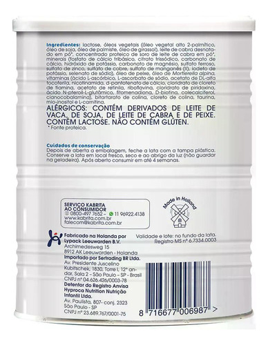 Kabrita 1 Fórmula Infantil Kit Com 2 Latas De 400g Cada