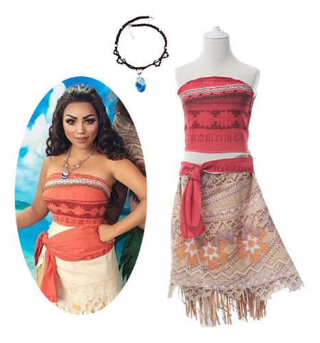 Disfraz De Cosplay De Moana Para Niños Y Adultos Con Collar