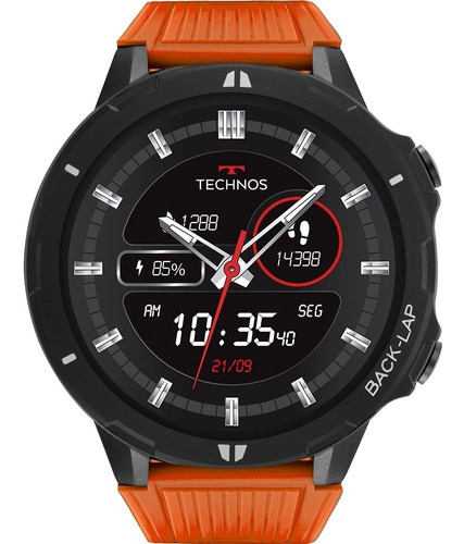 Relógio Smartwatch Technos Masculino Connect Sports Laranja Cor da caixa Preto Cor do bisel Preto