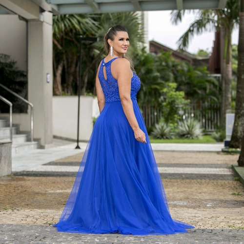 Vestido Rodado Princesa - Azul Serenity - Madrinha Formatura