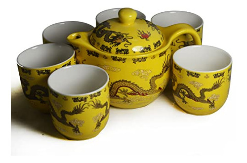 Set Té Porcelana 1 Tetera, 6 Tazas, Tetera Café, Decoración
