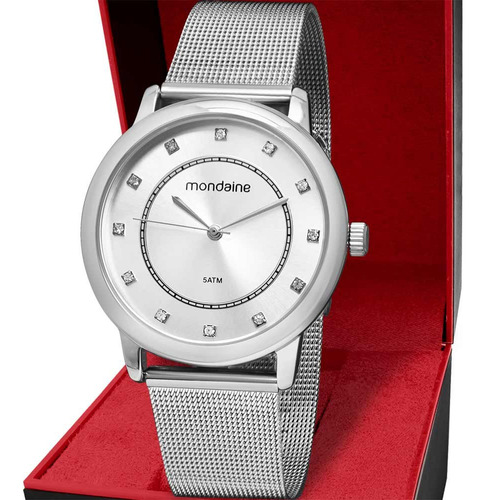 Relógio Mondaine Feminino Prata Moderno Casual Top 32454l