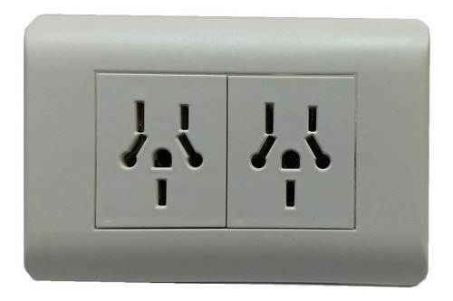 Tomacorriente Enchufe Doble Bastidor Con Tapa Richi 220v X2