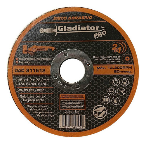 Una Caja De 20 Discos De Corte Gladiator 4 1/2 X 1.2mm Metal