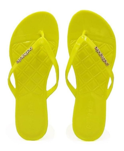 Chinelo Petite Jolie Amarelo Neon Express Pj1535 Logo Metal