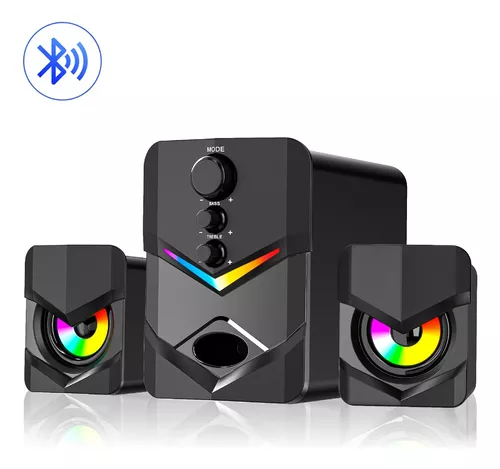 Altavoces de computadora, altavoz de PC sonido estéreo USB alimentado por  altavoz multimedia con luz LED colorida para PC portátil de escritorio  (paquete de dos)