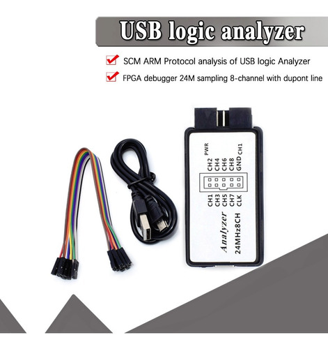 Analizador Lógico Usb 24mhz 8 Canales 24m/segundos 8 Canales