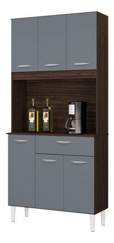 Armario Mueble De Cocina Kit Multiuso Aparador Color Capuchino/gris