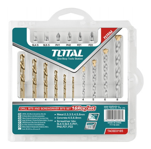 Brocas Hss Para.concreto + Puntas 16p Total Tools Tacsd3165