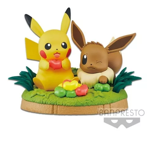 Figura Pokémon Xícara Original Bandai Conjunto Pikachu Eevee