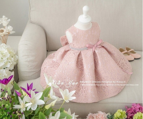 Vestido Bautizo Con Encaje Para Niña Conjunto 6 Piezas Bebe