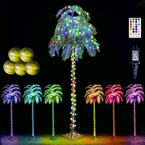 Palmera Led Cambiante De Color De 7 Pies Con Control Remoto