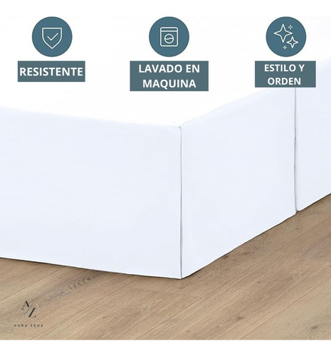 Faldon De Cama 2 Plazas Blanco Suave Liso Con Pliegues Aura Zeus Ropa De Cama